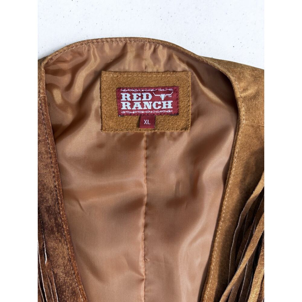 Womens "Red Ranch" Brown Suede Leather Fringed Vest Western Cowgirl Size XL - Picture 4 of 10